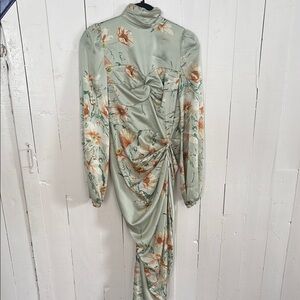Floral Ruched Long Sleeve Dress